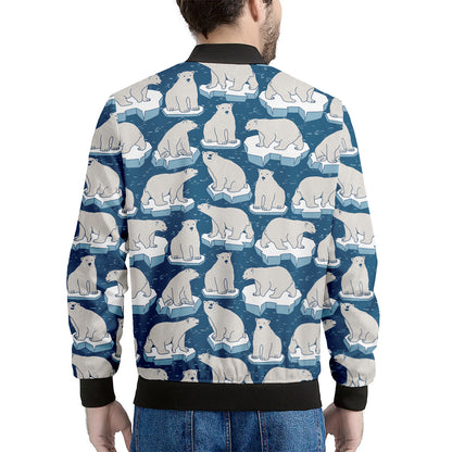 Polar Bear On Ice Pattern Print Men's Bomber Jacket
