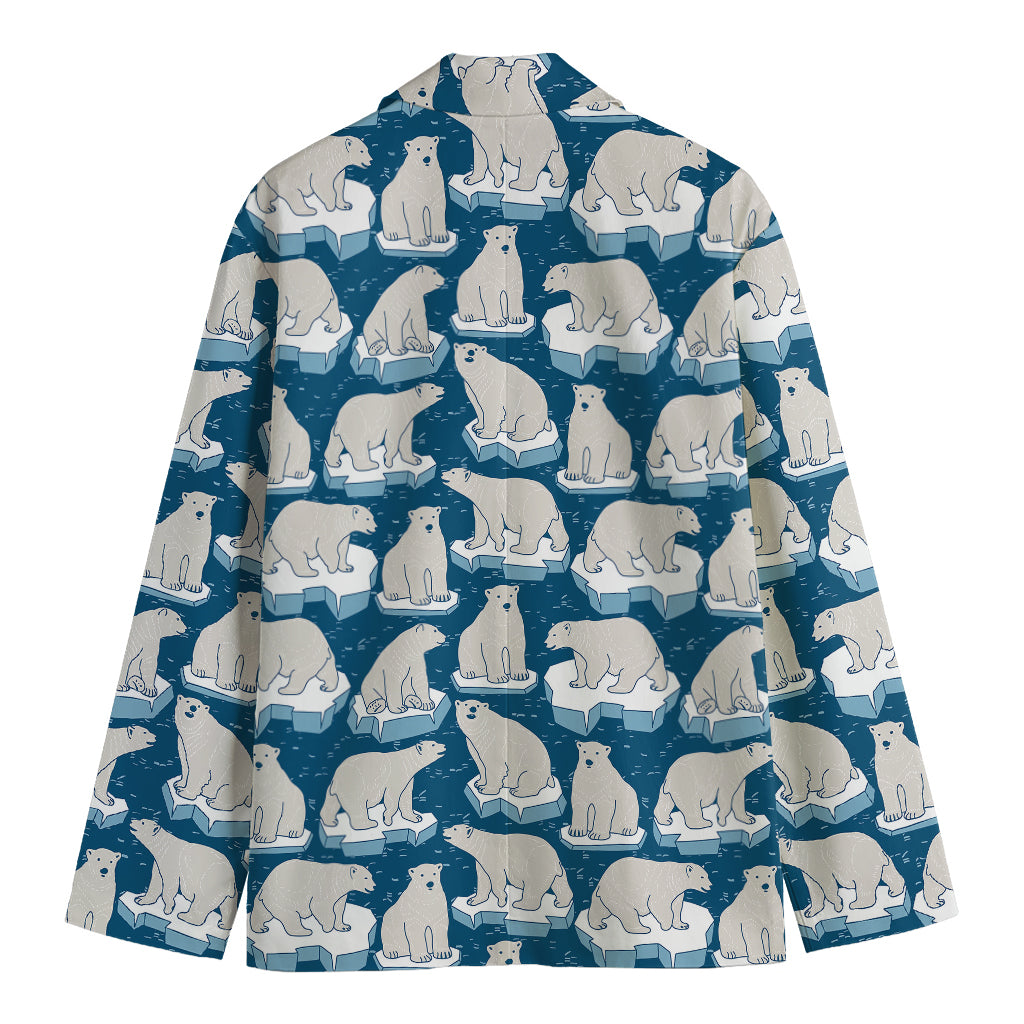 Polar Bear On Ice Pattern Print Men's Cotton Blazer