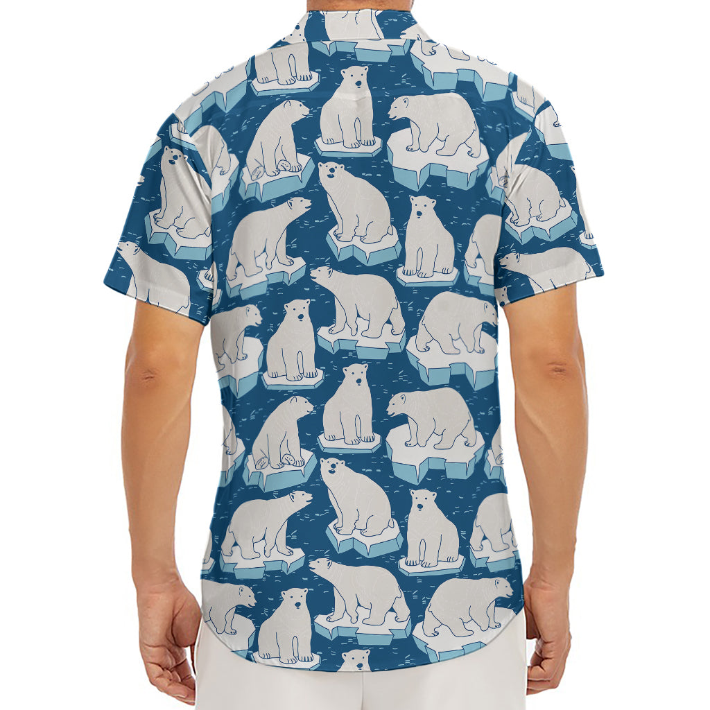 Polar Bear On Ice Pattern Print Men's Deep V-Neck Shirt