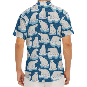 Polar Bear On Ice Pattern Print Men's Deep V-Neck Shirt