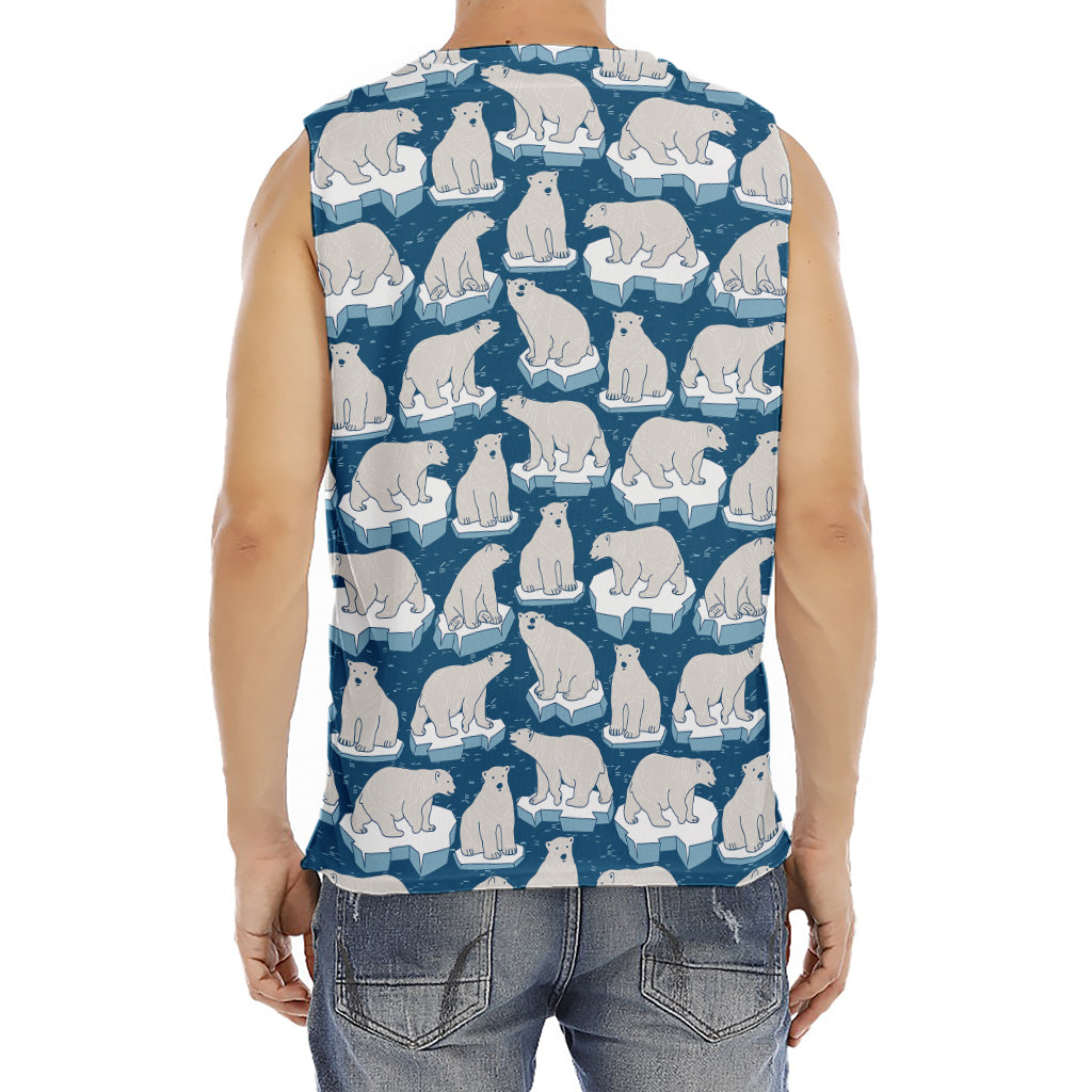 Polar Bear On Ice Pattern Print Men's Fitness Tank Top