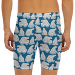 Polar Bear On Ice Pattern Print Men's Long Boxer Briefs