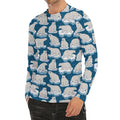 Polar Bear On Ice Pattern Print Men's Long Sleeve Rash Guard