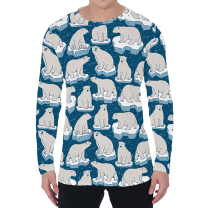 Polar Bear On Ice Pattern Print Men's Long Sleeve T-Shirt