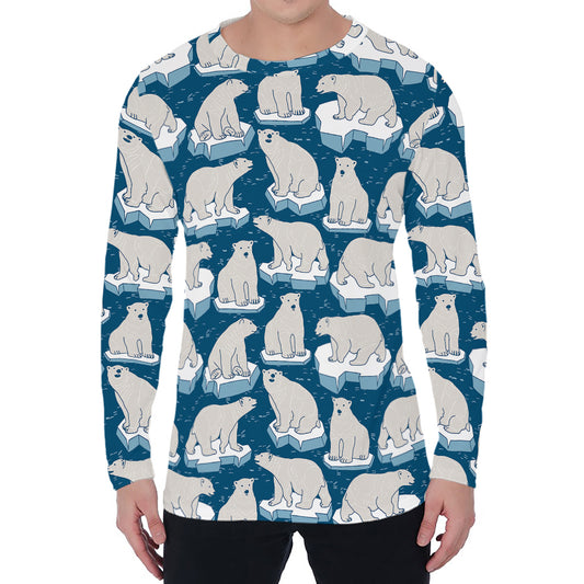 Polar Bear On Ice Pattern Print Men's Long Sleeve T-Shirt