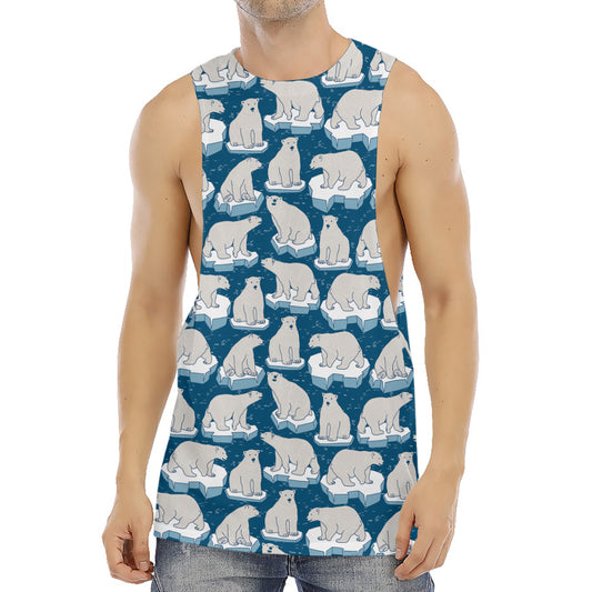 Polar Bear On Ice Pattern Print Men's Muscle Tank Top