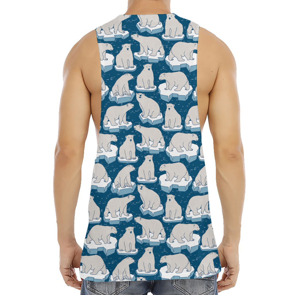 Polar Bear On Ice Pattern Print Men's Muscle Tank Top