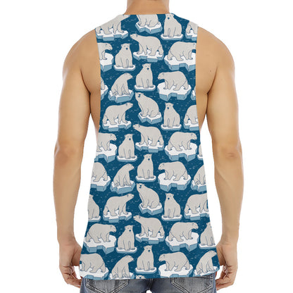 Polar Bear On Ice Pattern Print Men's Muscle Tank Top
