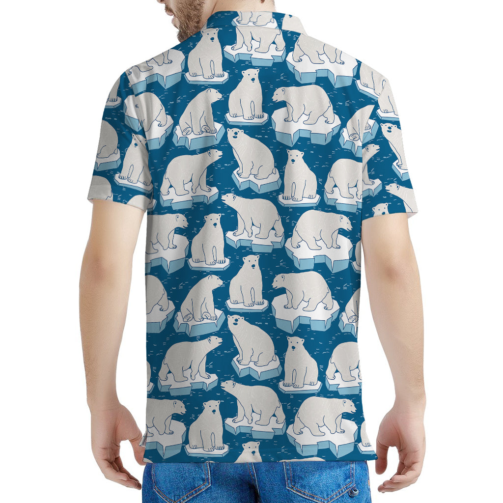 Polar Bear On Ice Pattern Print Men's Polo Shirt