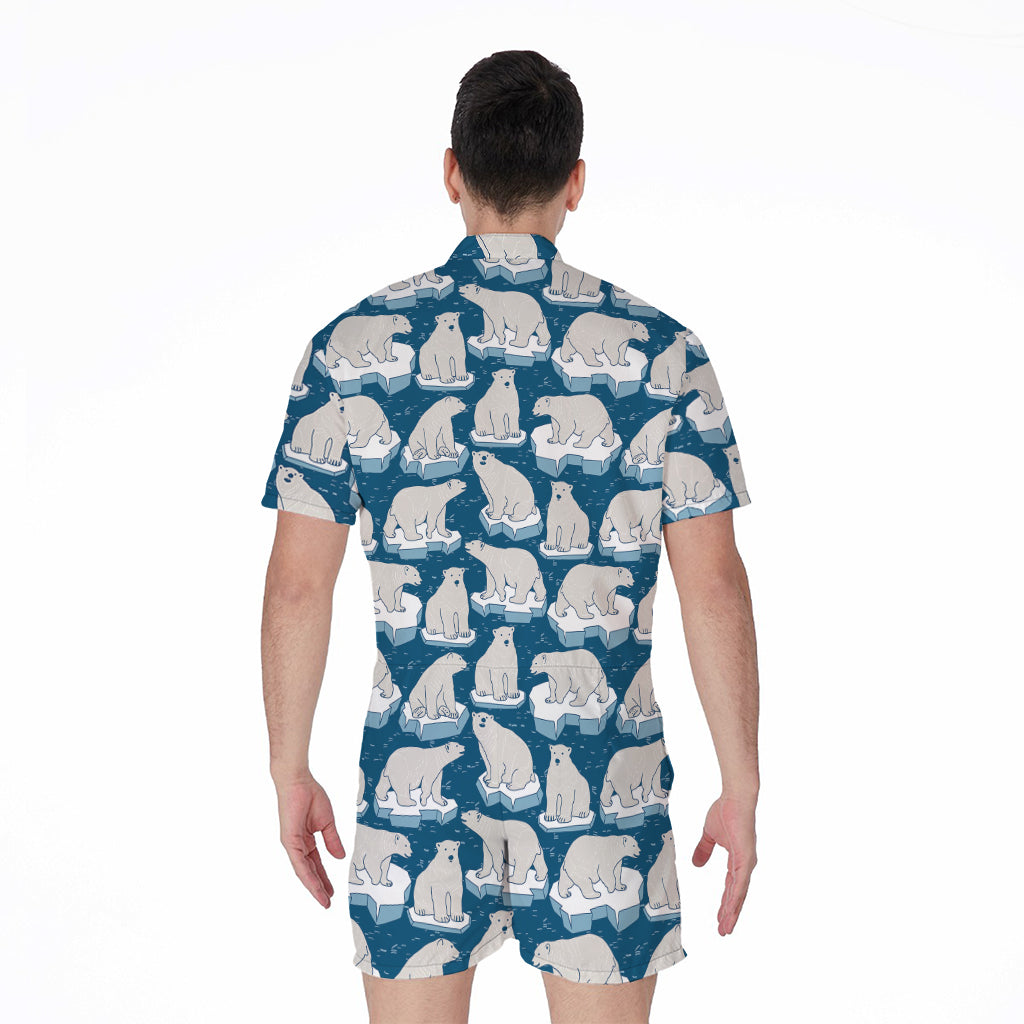 Polar Bear On Ice Pattern Print Men's Rompers