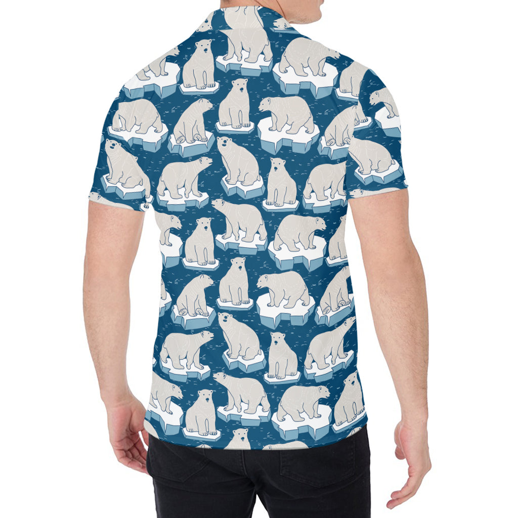 Polar Bear On Ice Pattern Print Men's Shirt