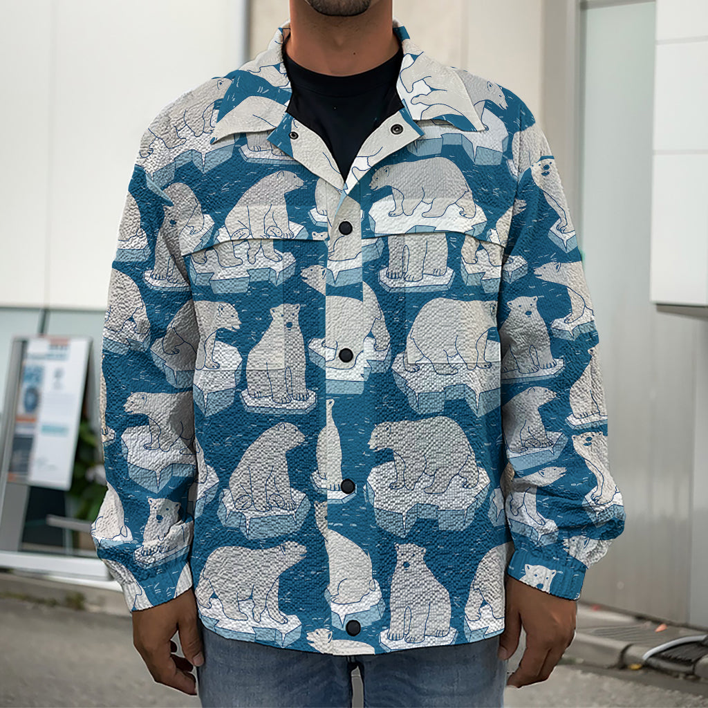 Polar Bear On Ice Pattern Print Men's Shirt Jacket