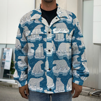 Polar Bear On Ice Pattern Print Men's Shirt Jacket