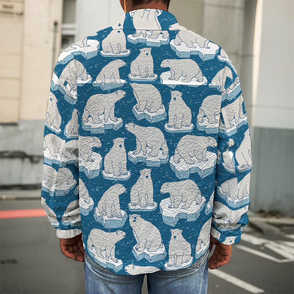 Polar Bear On Ice Pattern Print Men's Shirt Jacket