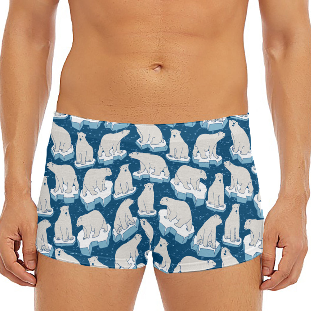 Polar Bear On Ice Pattern Print Men's Short Boxer Briefs