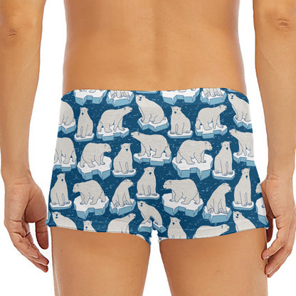 Polar Bear On Ice Pattern Print Men's Short Boxer Briefs