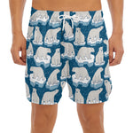 Polar Bear On Ice Pattern Print Men's Split Running Shorts