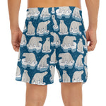 Polar Bear On Ice Pattern Print Men's Split Running Shorts