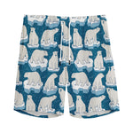 Polar Bear On Ice Pattern Print Men's Sports Shorts