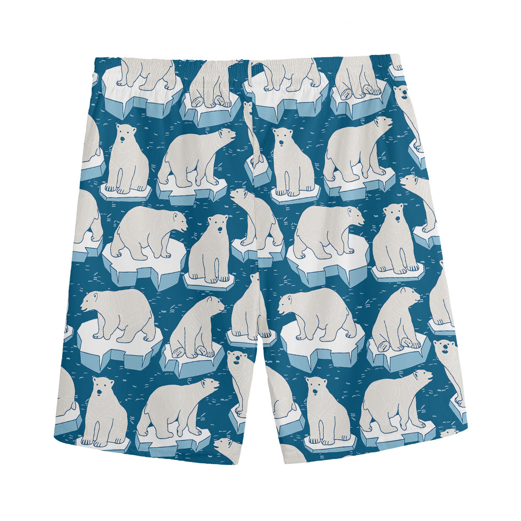 Polar Bear On Ice Pattern Print Men's Sports Shorts