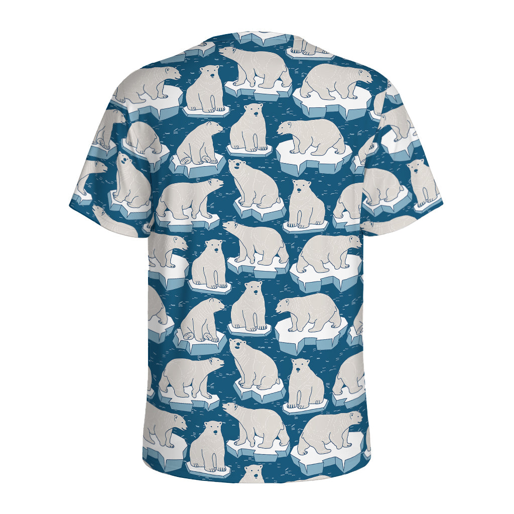 Polar Bear On Ice Pattern Print Men's Sports T-Shirt