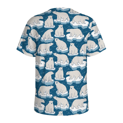 Polar Bear On Ice Pattern Print Men's Sports T-Shirt