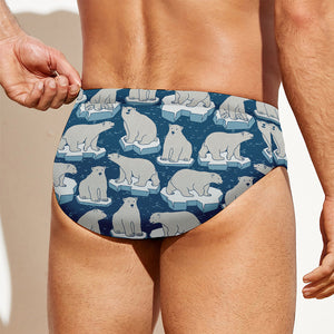 Polar Bear On Ice Pattern Print Men's Swim Briefs