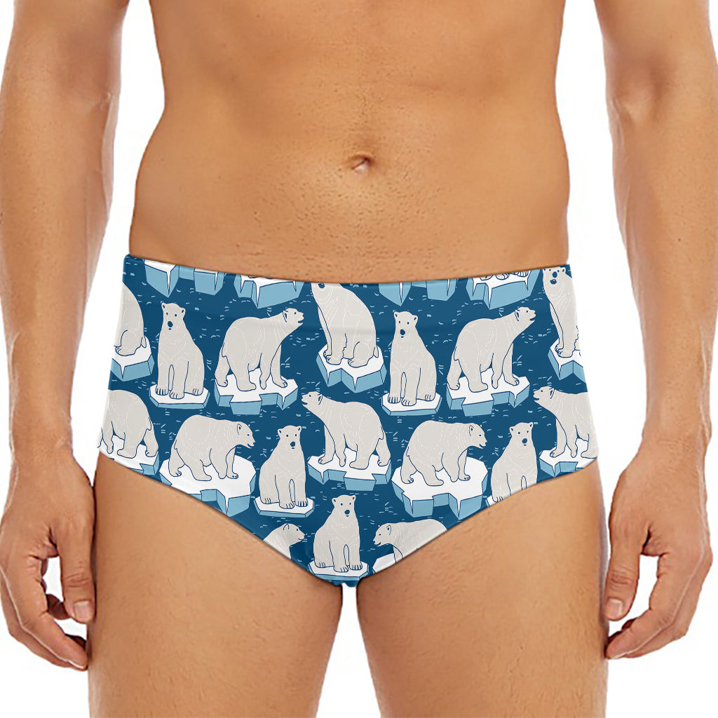 Polar Bear On Ice Pattern Print Men's Triangle Swim Briefs