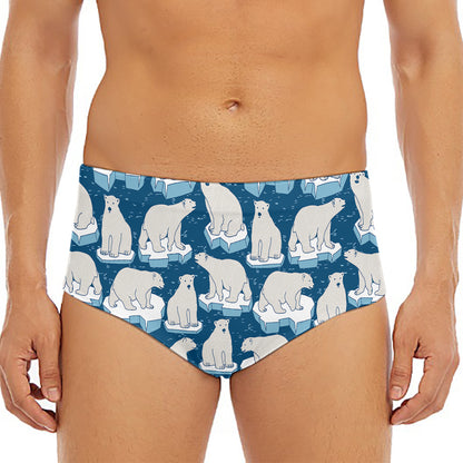 Polar Bear On Ice Pattern Print Men's Triangle Swim Briefs