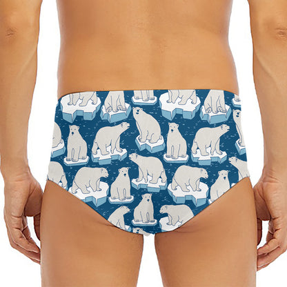 Polar Bear On Ice Pattern Print Men's Triangle Swim Briefs