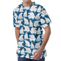 Polar Bear On Ice Pattern Print Men's Velvet T-Shirt