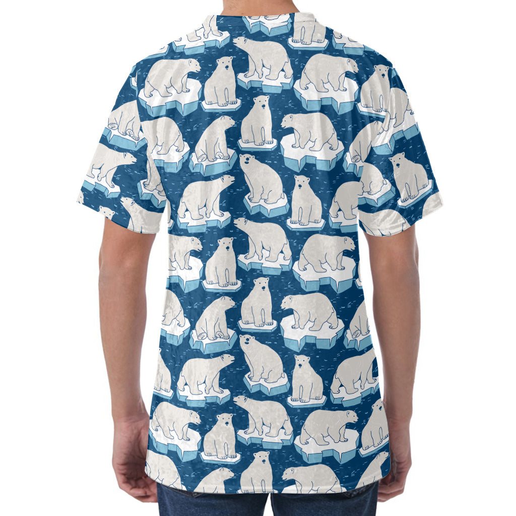 Polar Bear On Ice Pattern Print Men's Velvet T-Shirt