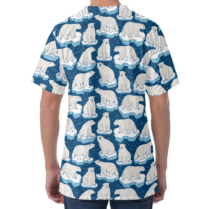 Polar Bear On Ice Pattern Print Men's Velvet T-Shirt