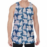 Polar Bear On Ice Pattern Print Men's Velvet Tank Top