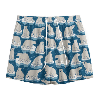 Polar Bear On Ice Pattern Print Mesh Shorts