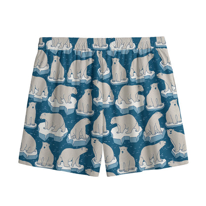 Polar Bear On Ice Pattern Print Mesh Shorts