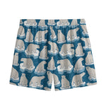 Polar Bear On Ice Pattern Print Mesh Shorts