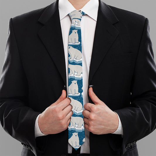 Polar Bear On Ice Pattern Print Necktie
