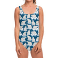 Polar Bear On Ice Pattern Print One Piece Swimsuit