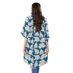 Polar Bear On Ice Pattern Print Open Front Beach Cover Up