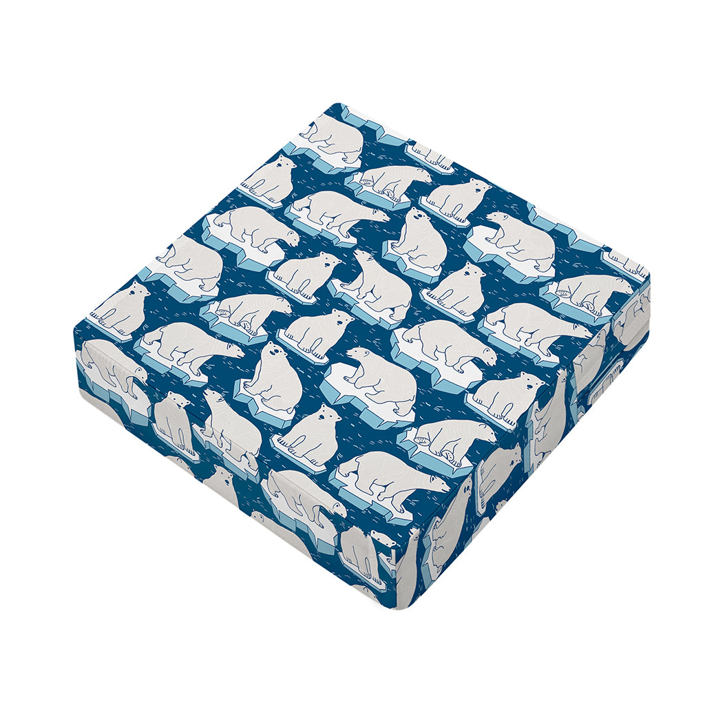 Polar Bear On Ice Pattern Print Outdoor Seat Cushion Cover