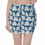 Polar Bear On Ice Pattern Print Pencil Mini Skirt