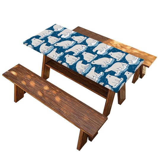 Polar Bear On Ice Pattern Print Picnic Table Cover