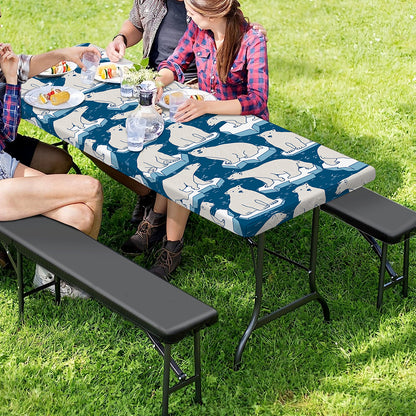 Polar Bear On Ice Pattern Print Picnic Table Cover
