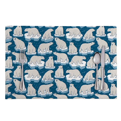 Polar Bear On Ice Pattern Print Placemat
