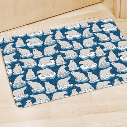 Polar Bear On Ice Pattern Print Polyester Doormat