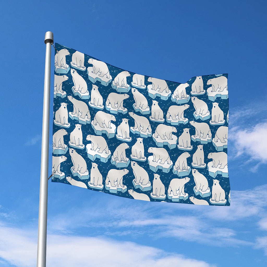 Polar Bear On Ice Pattern Print Polyester Flag