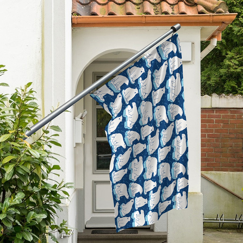 Polar Bear On Ice Pattern Print Polyester Flag