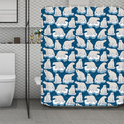 Polar Bear On Ice Pattern Print Polyester Shower Curtain