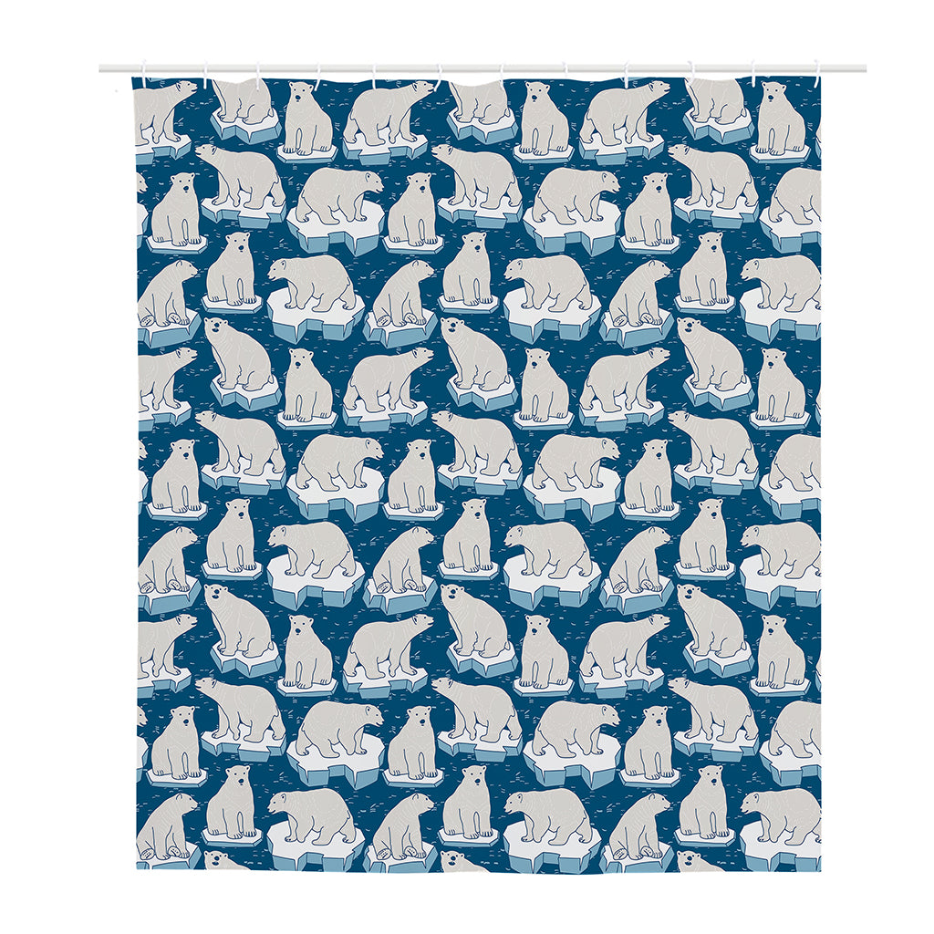Polar Bear On Ice Pattern Print Polyester Shower Curtain
